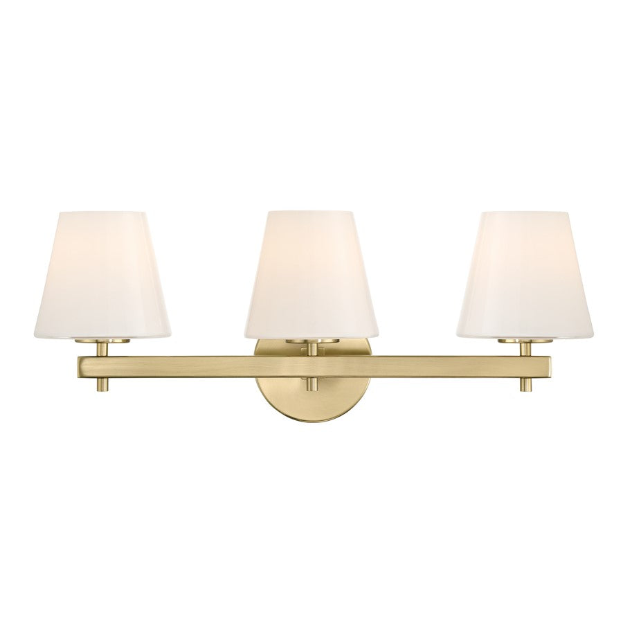 Crystorama Colton 3 Light 24.5" Bathroom Vanity, Vibrant Gold/White - COL-203-VG