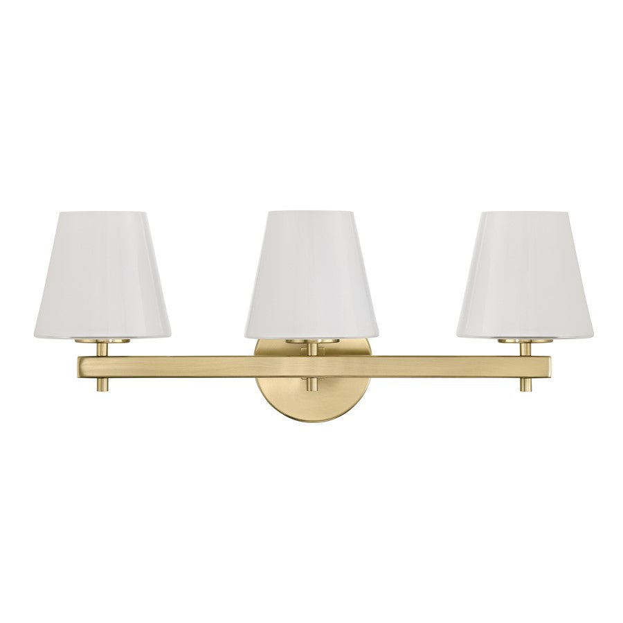 Crystorama Colton 3 Light 24.5" Bathroom Vanity, Vibrant Gold/White