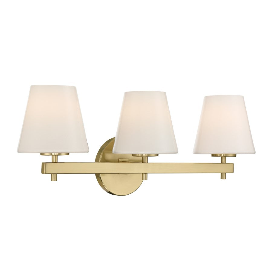 Crystorama Colton 3 Light 24.5" Bathroom Vanity, Vibrant Gold/White