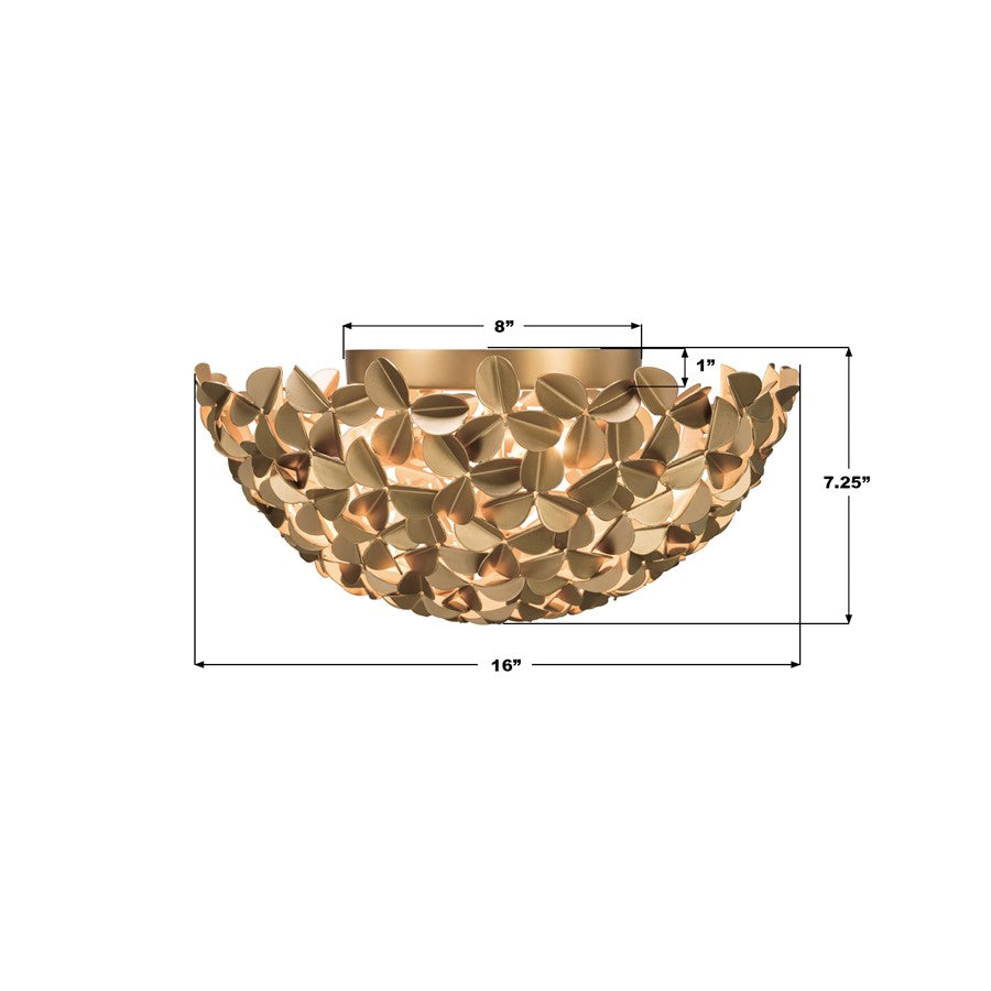 Crystorama Cora 3 Light 16" Flush/Semi Flush, Soft Gold
