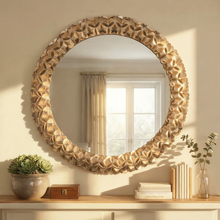 Crystorama Cora 30" Mirror, Soft Gold