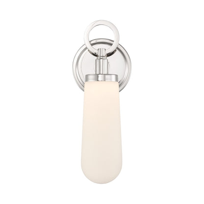 Crystorama Calvin 1 Light 4.75" Sconce, Polished Nickel/White
