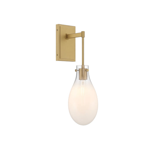 Crystorama Davis 5.75in 1-Light Wall Sconce | Transitional Modern Gold Steel and White Ombré Glass | Bathroom & Bedroom Accent | 5.75 x 8 x 19.25 in | Model DAV-6001-MG
