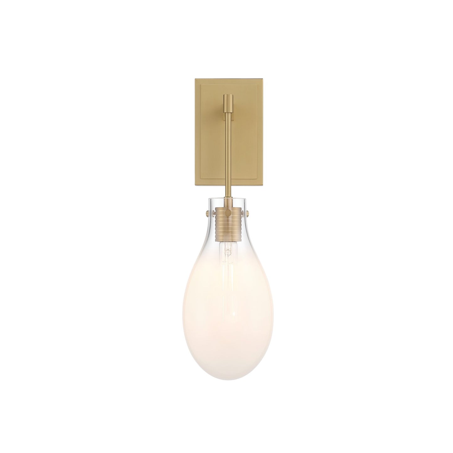 Crystorama Davis 5.75in 1-Light Wall Sconce | Transitional Modern Gold Steel and White Ombré Glass | Bathroom & Bedroom Accent | 5.75 x 8 x 19.25 in | Model DAV-6001-MG
