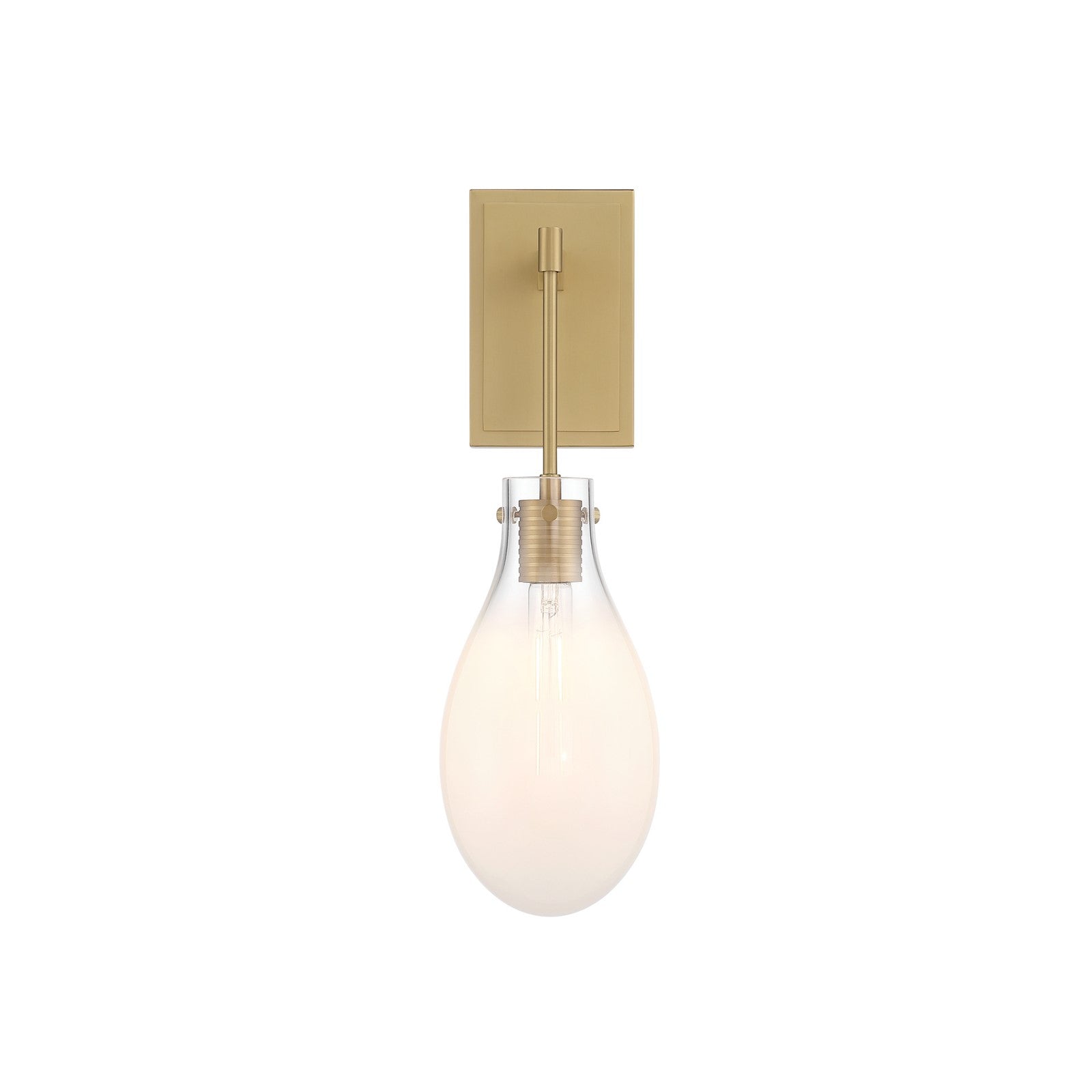 Crystorama Davis 5.75in 1-Light Wall Sconce | Transitional Modern Gold Steel and White Ombré Glass | Bathroom & Bedroom Accent | 5.75 x 8 x 19.25 in | Model DAV-6001-MG