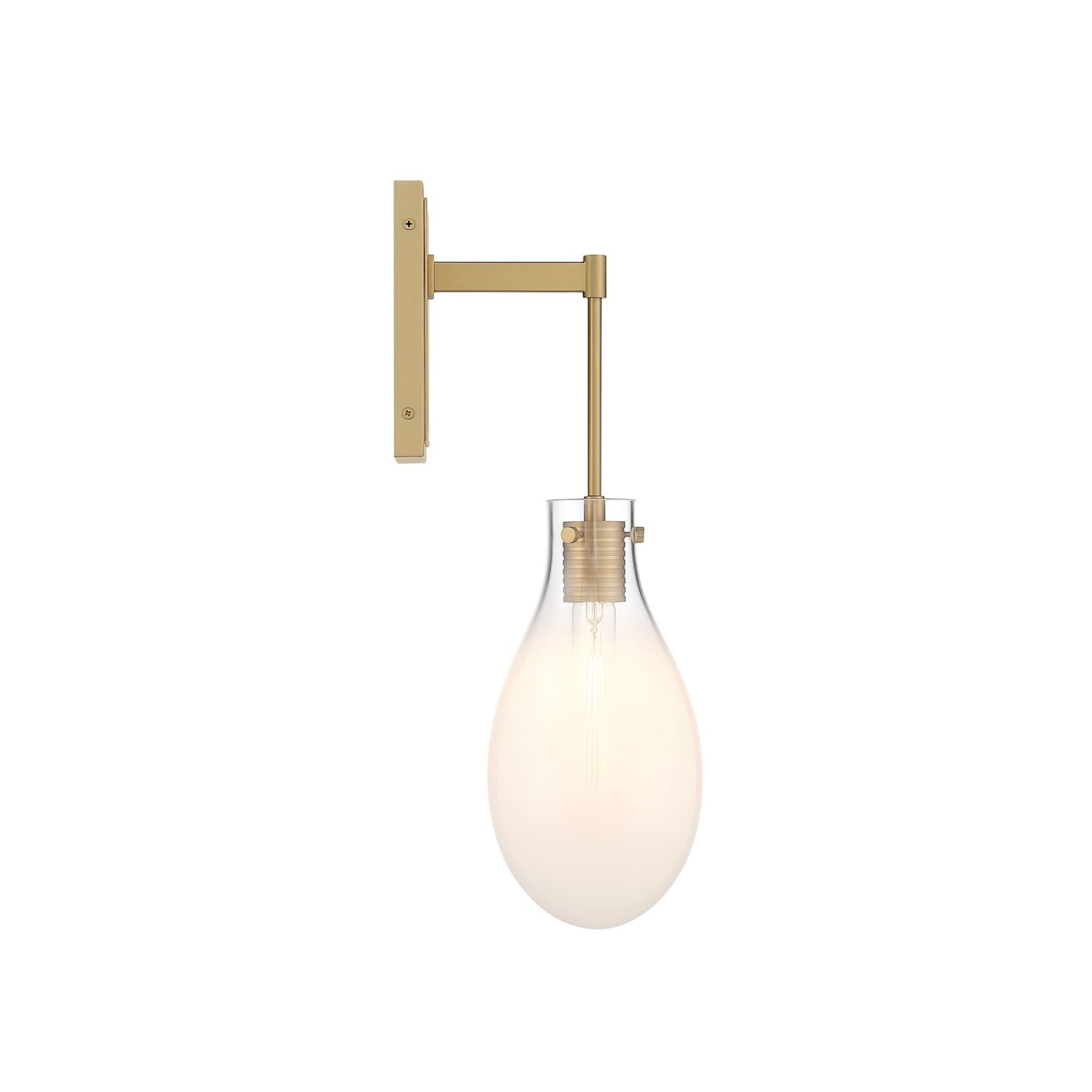 Crystorama Davis 5.75in 1-Light Wall Sconce | Transitional Modern Gold Steel and White Ombré Glass | Bathroom & Bedroom Accent | 5.75 x 8 x 19.25 in | Model DAV-6001-MG