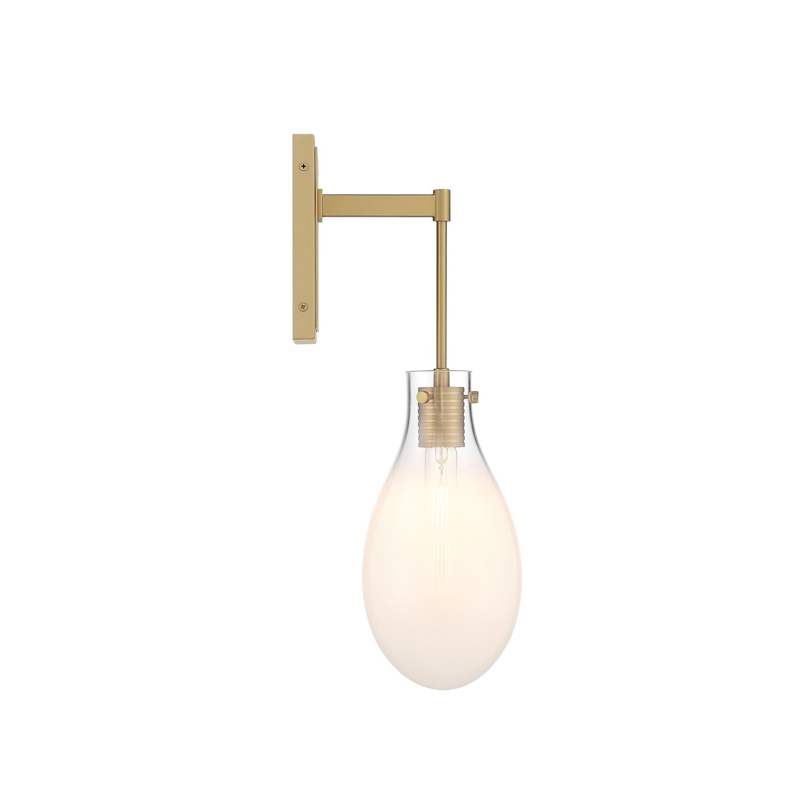 Crystorama Davis 5.75in 1-Light Wall Sconce | Transitional Modern Gold Steel and White Ombré Glass | Bathroom & Bedroom Accent | 5.75 x 8 x 19.25 in | Model DAV-6001-MG