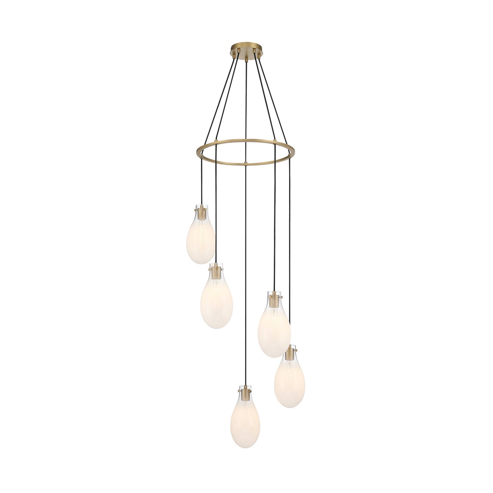 Crystorama Davis 23.25in 5-Light Pendant | Transitional Modern Gold Steel and White Ombré Glass | Kitchen Island & Dining Room | 23.25 x 23.25 x 20 in | Model DAV-6005-MG