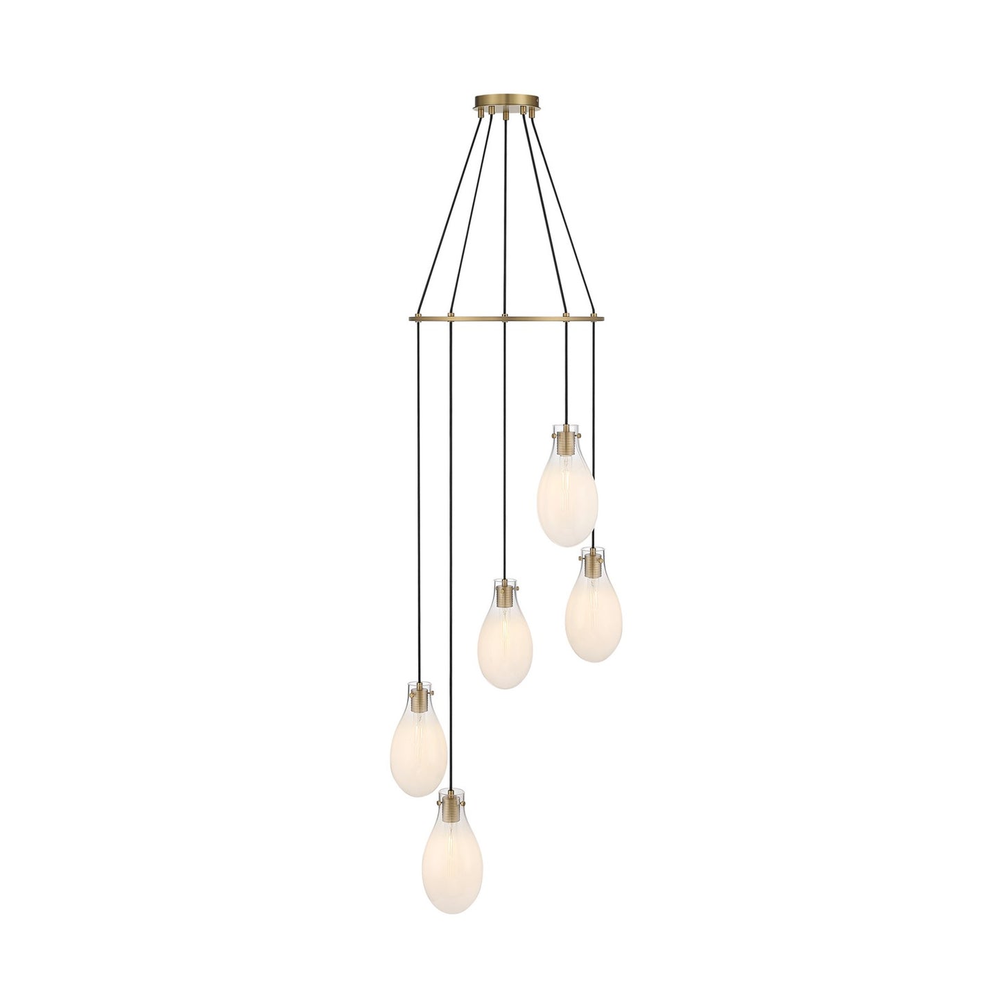 Crystorama Davis 23.25in 5-Light Pendant | Transitional Modern Gold Steel and White Ombré Glass | Kitchen Island & Dining Room | 23.25 x 23.25 x 20 in | Model DAV-6005-MG