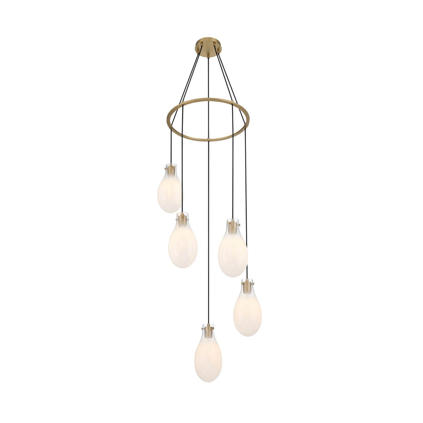 Crystorama Davis 23.25in 5-Light Pendant | Transitional Modern Gold Steel and White Ombré Glass | Kitchen Island & Dining Room | 23.25 x 23.25 x 20 in | Model DAV-6005-MG