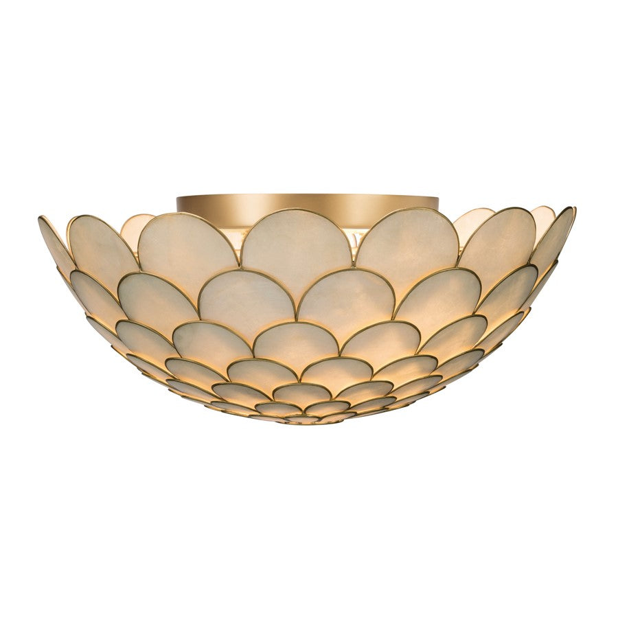 Crystorama Darby 3 Light 16" Semi Flush Mount, Soft Gold/White - DRB-7000-SG