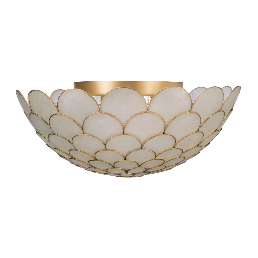Crystorama Darby 3 Light 16" Semi Flush Mount, Soft Gold/White