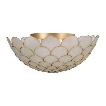 Crystorama Darby 3 Light 16" Semi Flush Mount, Soft Gold/White