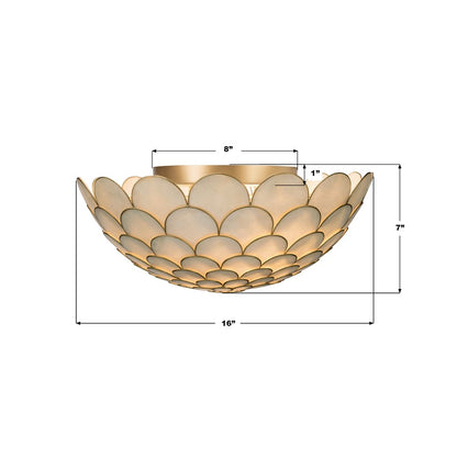 Crystorama Darby 3 Light 16" Semi Flush Mount, Soft Gold/White