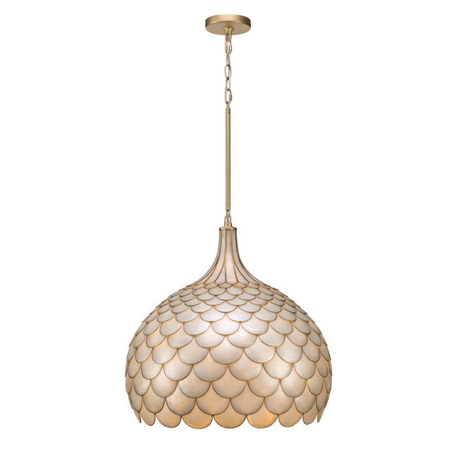 Crystorama Darby 5 Light 21" Pendant, Soft Gold/White - DRB-7005-SG