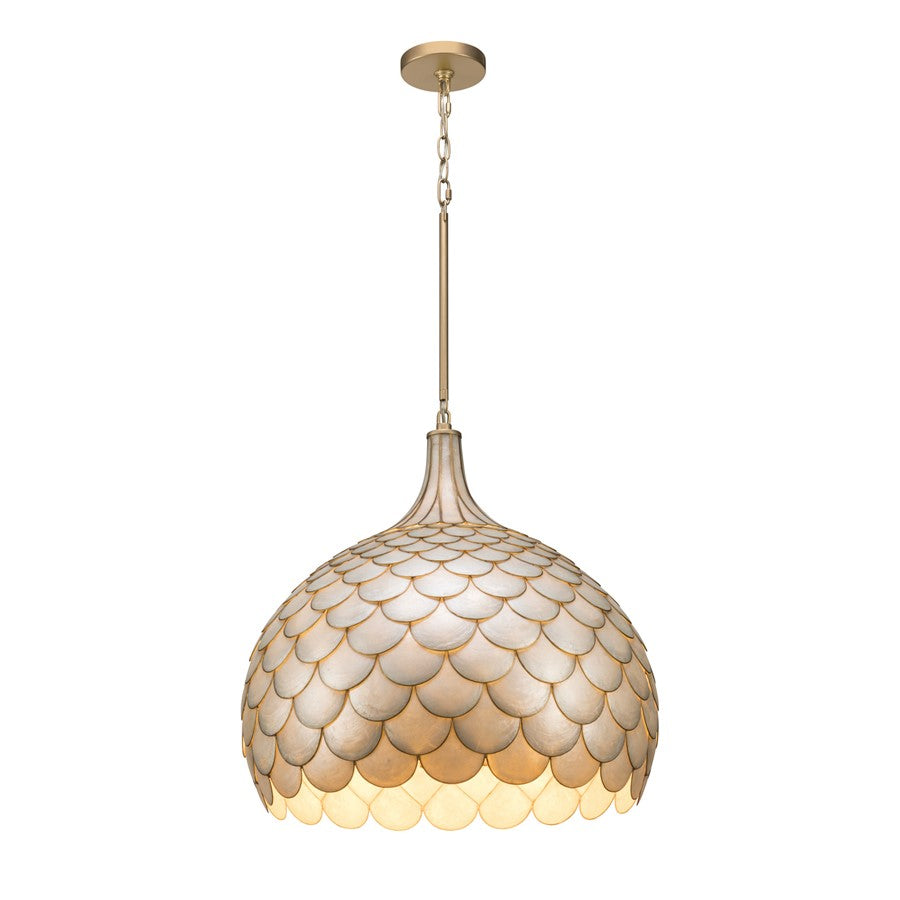 Crystorama Darby 5 Light 21" Pendant, Soft Gold/White