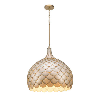 Crystorama Darby 5 Light 21" Pendant, Soft Gold/White