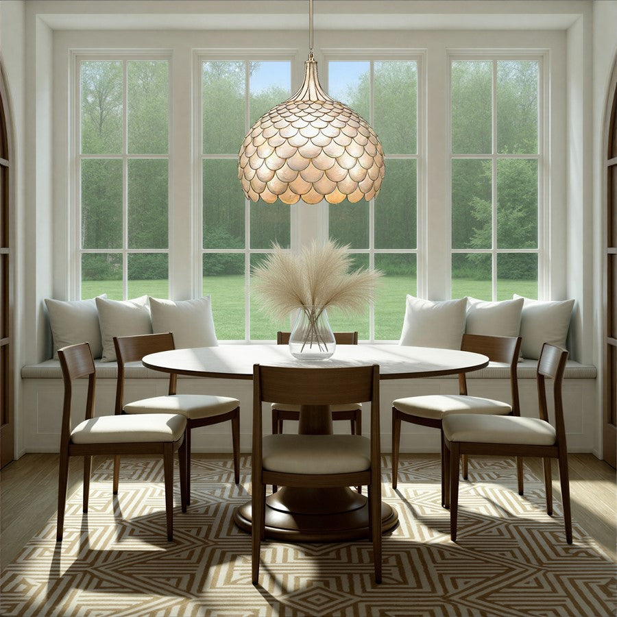 Crystorama Darby 5 Light 21" Pendant, Soft Gold/White