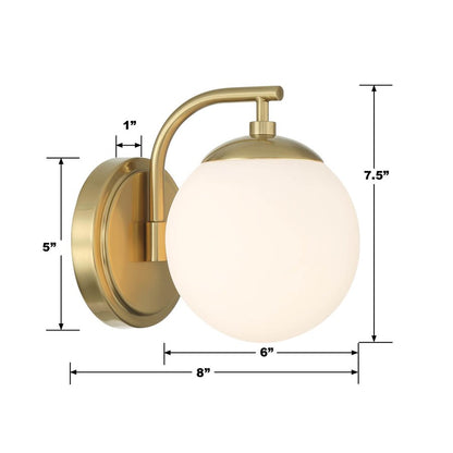 Crystorama Maverick 1 Light Bathroom Vanity, Gold/Frosted