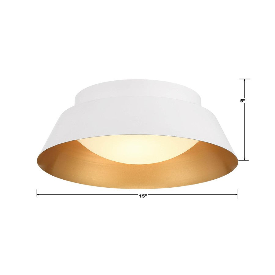 Crystorama Donoven 2 Light Flush/Semi Flush, White/Gold