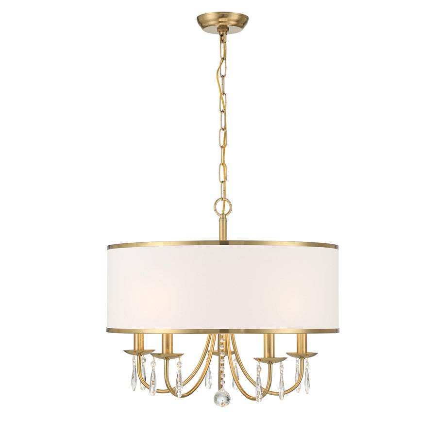 Crystorama Adalynn 5 Light Chandelier, Gold/White/Clear
