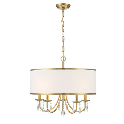 Crystorama Adalynn 5 Light Chandelier, Gold/White/Clear