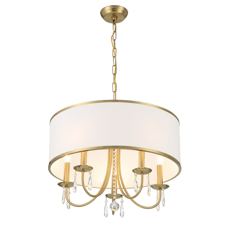 Crystorama Adalynn 5 Light Chandelier, Gold/White/Clear