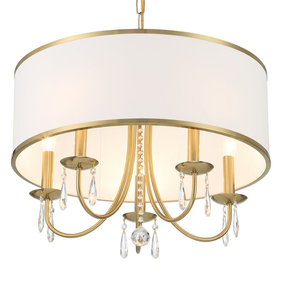 Crystorama Adalynn 5 Light Chandelier, Gold/White/Clear