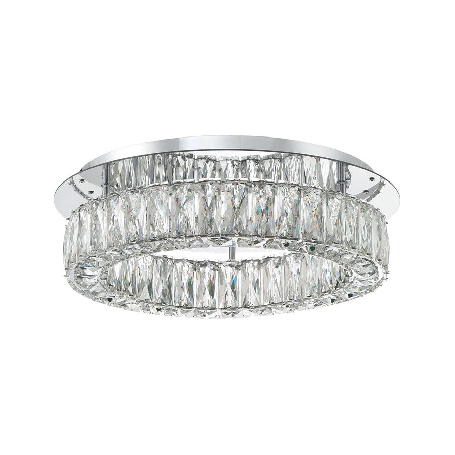 Crystorama Kinsley 1 Light 18" Flush, Silver/Chrome/Clear