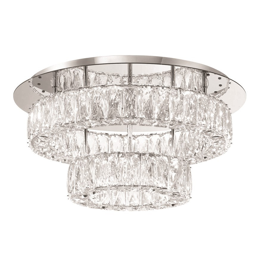 Crystorama Kinsley 1 Light 20" Flush, Silver/Chrome/Clear - ED3552001CH
