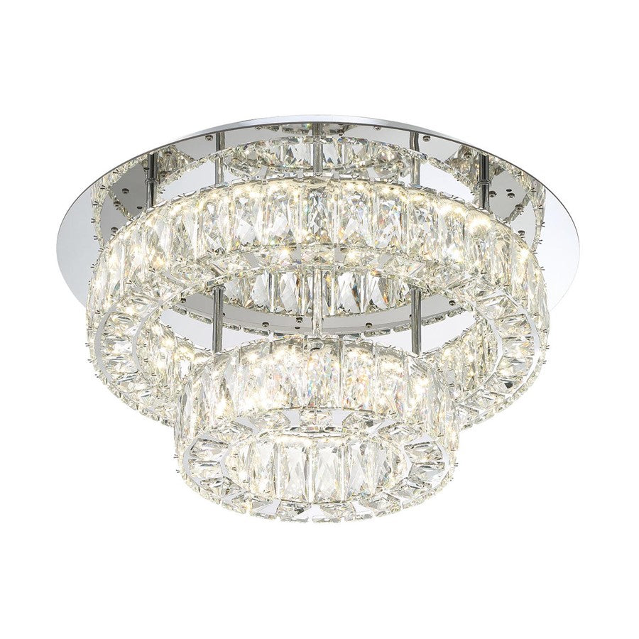 Crystorama Kinsley 1 Light 20" Flush, Silver/Chrome/Clear