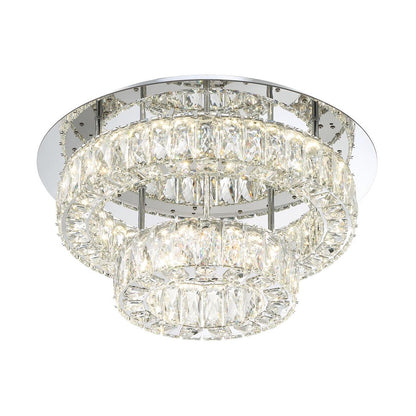 Crystorama Kinsley 1 Light 20" Flush, Silver/Chrome/Clear