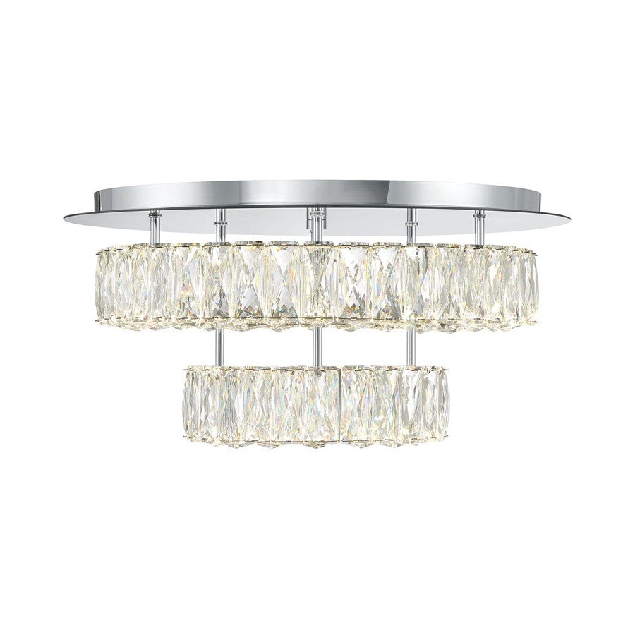 Crystorama Kinsley 1 Light 20" Flush, Silver/Chrome/Clear