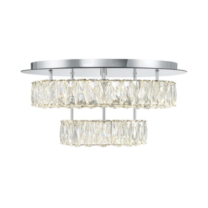 Crystorama Kinsley 1 Light 20" Flush, Silver/Chrome/Clear