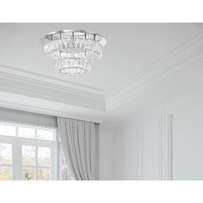 Crystorama Kinsley 1 Light 20" Flush, Silver/Chrome/Clear
