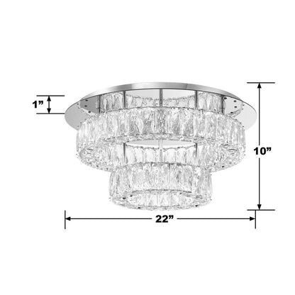 Crystorama Kinsley 1 Light 20" Flush, Silver/Chrome/Clear