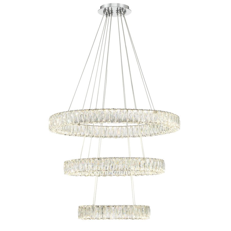 Crystorama Kinsley 1 Light 32" Chandelier, Silver/Chrome/Clear