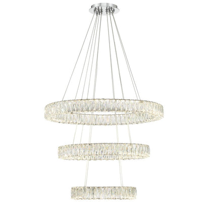 Crystorama Kinsley 1 Light 32" Chandelier, Silver/Chrome/Clear