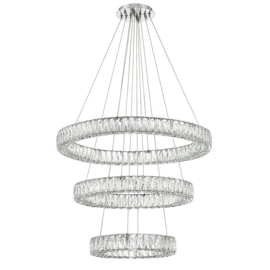 Crystorama Kinsley 1 Light 32" Chandelier, Silver/Chrome/Clear