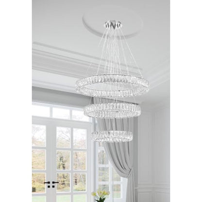 Crystorama Kinsley 1 Light 32" Chandelier, Silver/Chrome/Clear