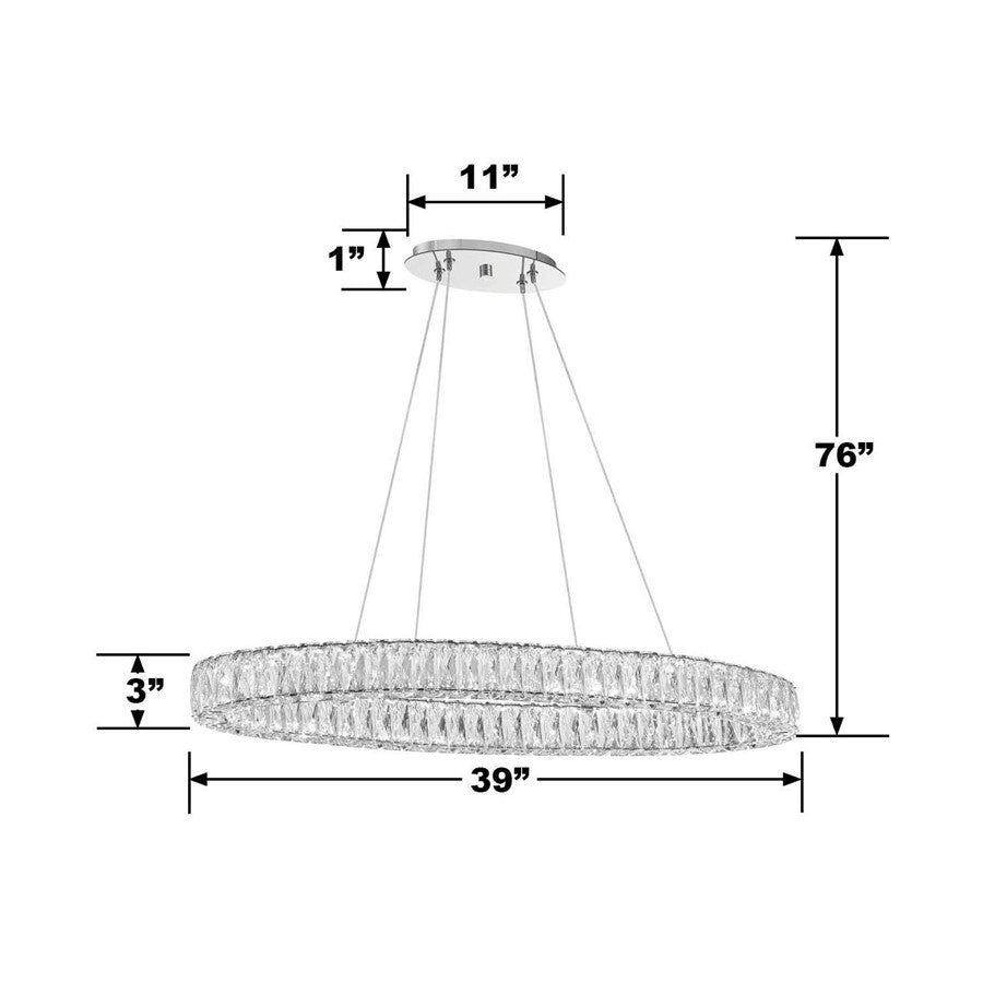 Crystorama Kinsley 1 Light 39" Chandelier, Silver/Chrome/Clear