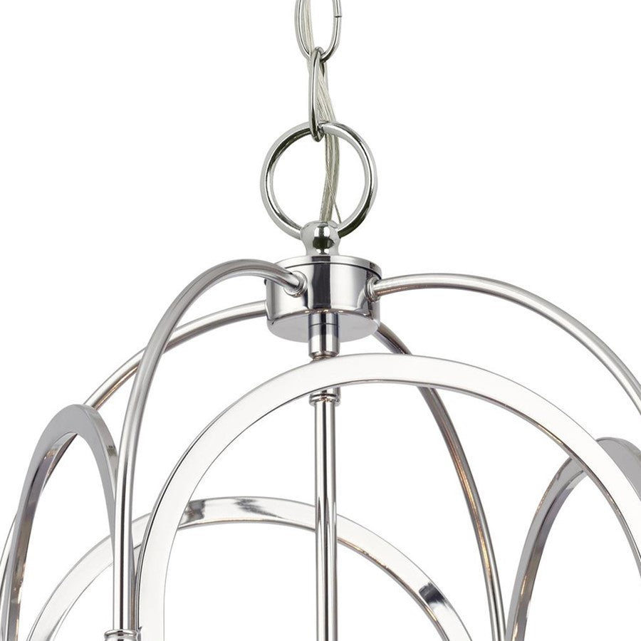 Crystorama Kai 4 Light 17" Pendant, Silver/Chrome