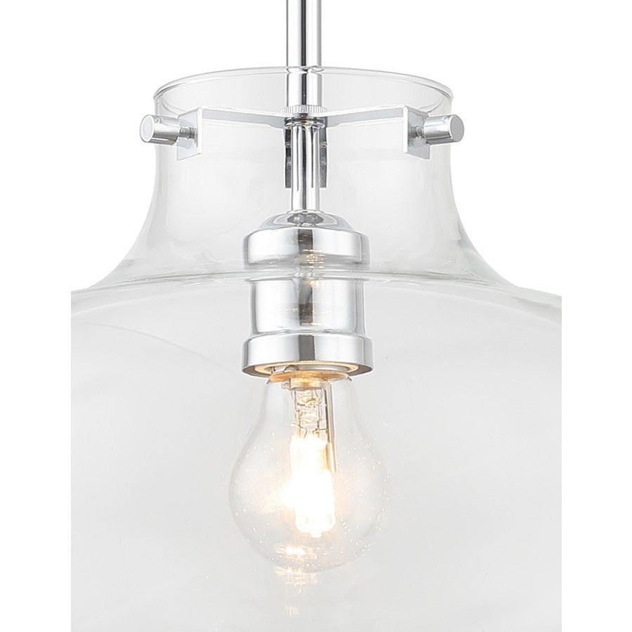 Crystorama Kai 1 Light 12" Pendant, Polished Chrome/Clear