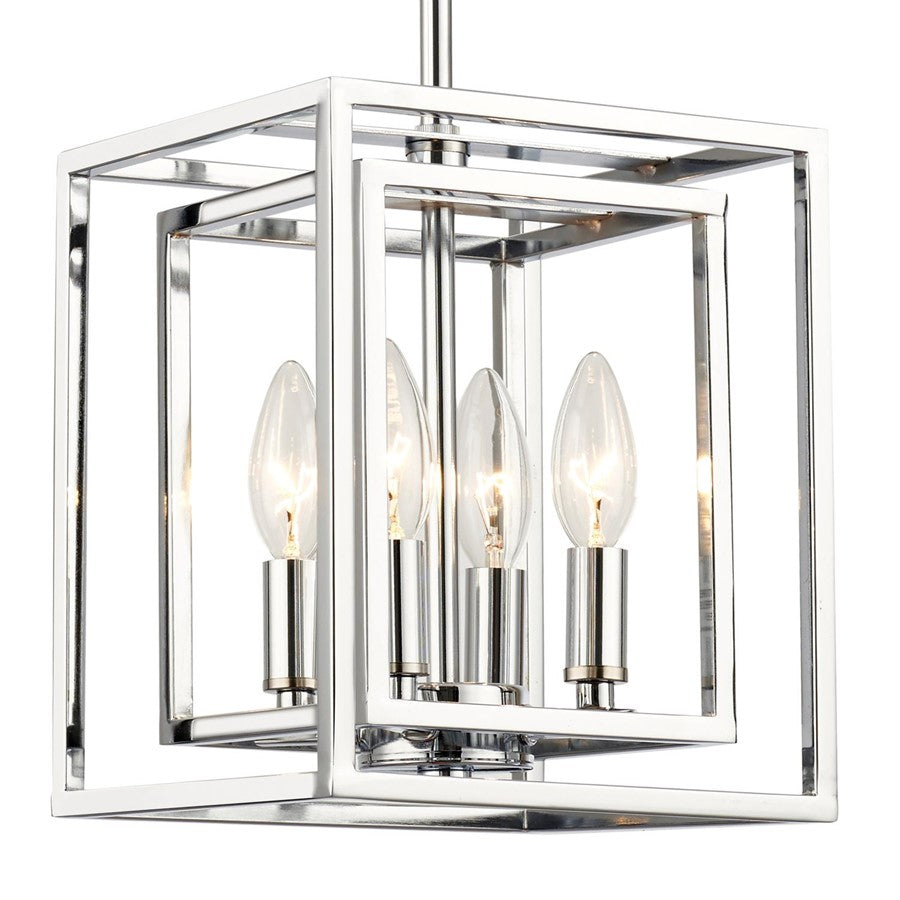 Crystorama Kai 4 Light 10" Pendant, Silver/Chrome