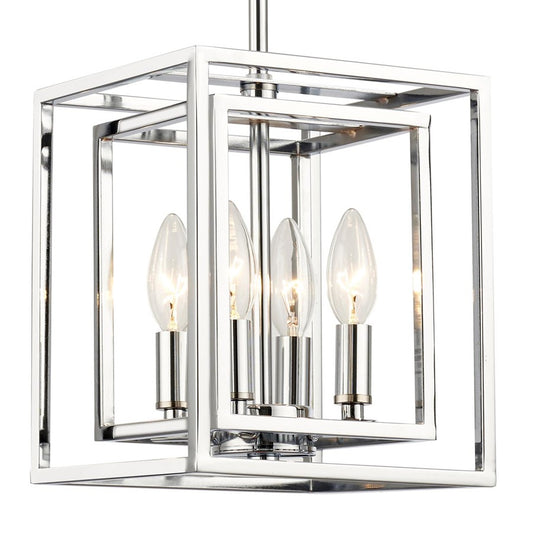 Crystorama Kai 4 Light 10" Pendant, Silver/Chrome