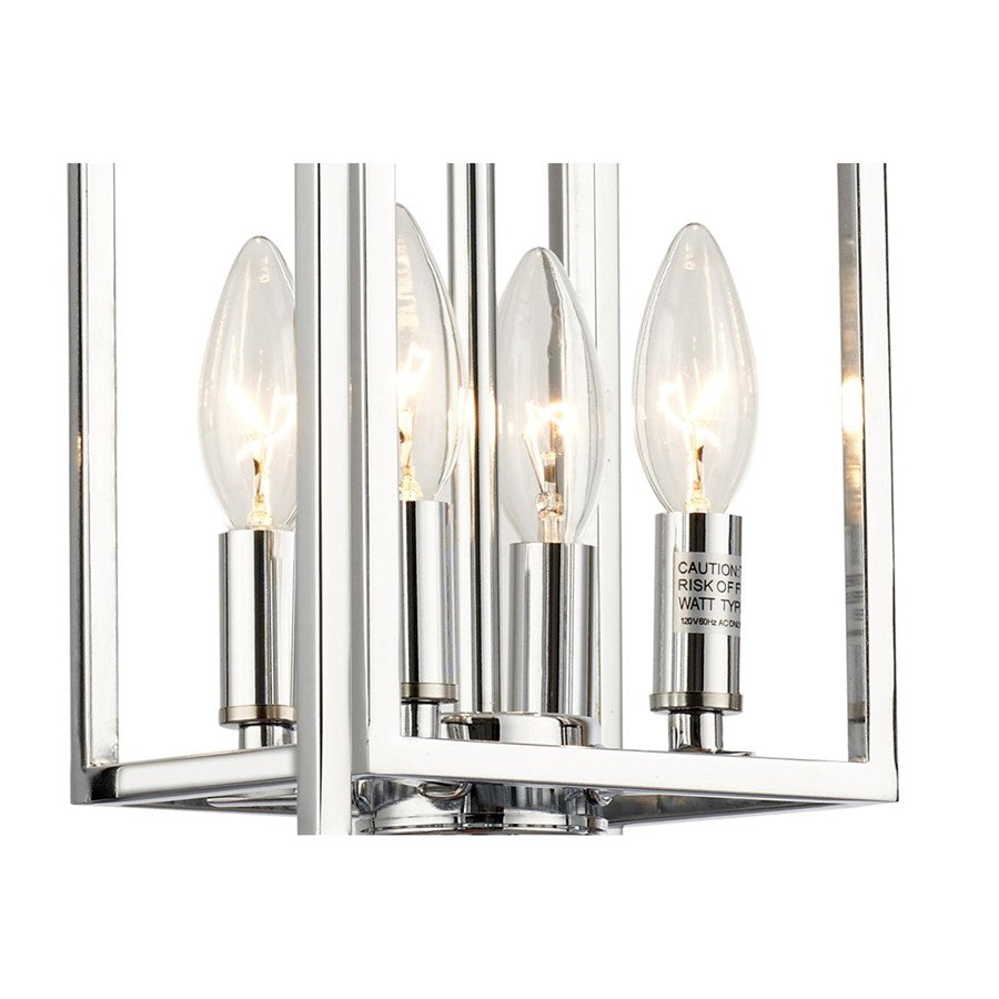 Crystorama Kai 4 Light 10" Pendant, Silver/Chrome