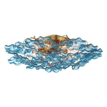 Crystorama Esme 6 Light 22.5" Semi Flush Mount, Aged Brass/Blue - ESM-4000-AG-BL