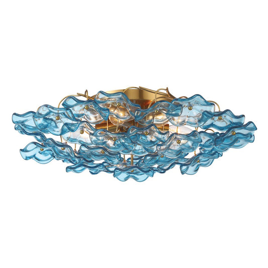 Crystorama Esme 6 Light 22.5" Semi Flush Mount, Aged Brass/Blue - ESM-4000-AG-BL