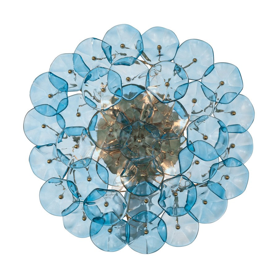 Crystorama Esme 6 Light 22.5" Semi Flush Mount, Aged Brass/Blue