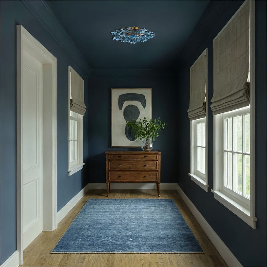 Crystorama Esme 6 Light 22.5" Semi Flush Mount, Aged Brass/Blue